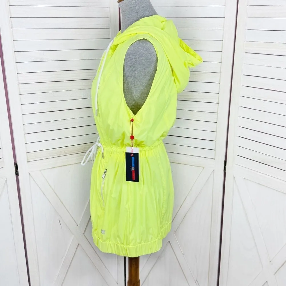 Tommy Hilfiger Sleeveless Cinch Waist Packable Nylon Vest Neon Yellow Large - Image 2