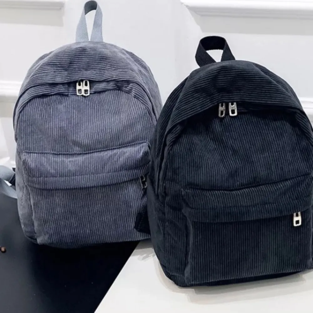 Urban Outfitters Corduroy Backpack School Bag Gray NEW Travel 2 Pockets - Image 2