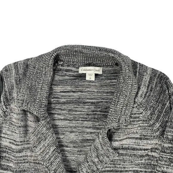 Coldwater Creek Women's Gray Faux Fur One Button Long Sleeve Cardigan Large - Image 9