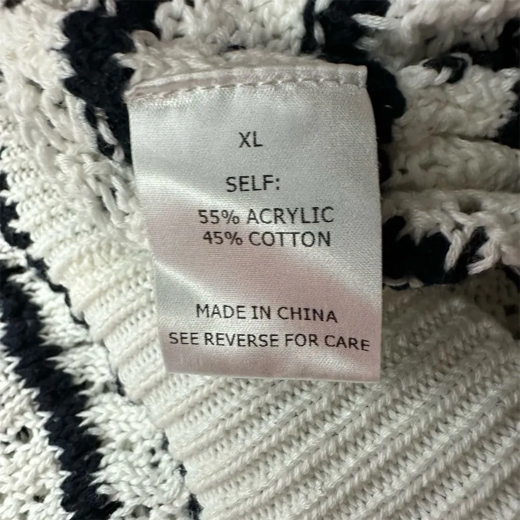 GILLI Women's XL Black White Striped Knit Flutter Trim Tank Top Casual Spring - Image 8