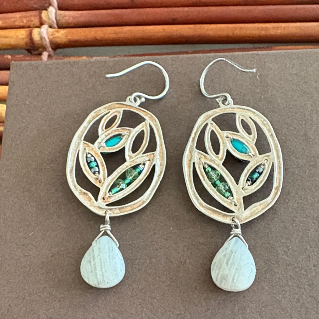Silpada Silver Earrings with Blue and Green Accents - Image 2