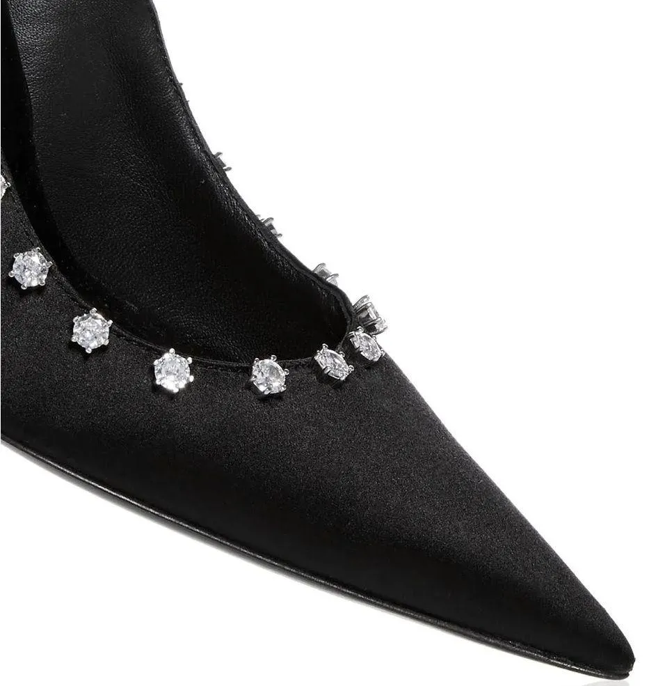 Alexander Wang Delphine 85 Crystal Stud Pump, Black Size 38 New in Box - Image 5