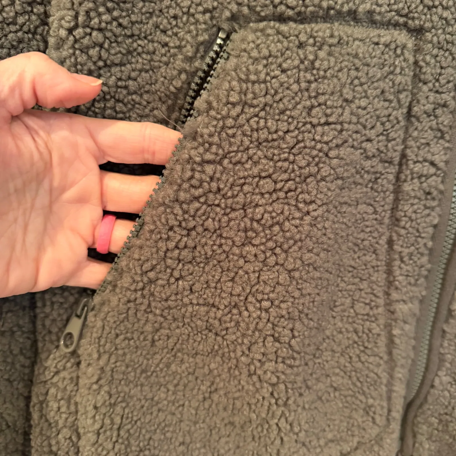 Lands End Sherpa Fleece Jacket Womens Small Olive Outdoors Winter Outerwear Cozy - Image 3