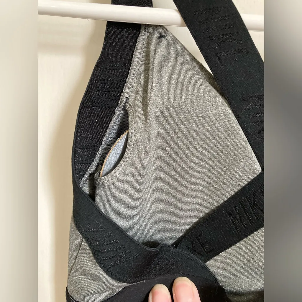 Nike Gray & Black Pro Indy Logo Bra - Image 7