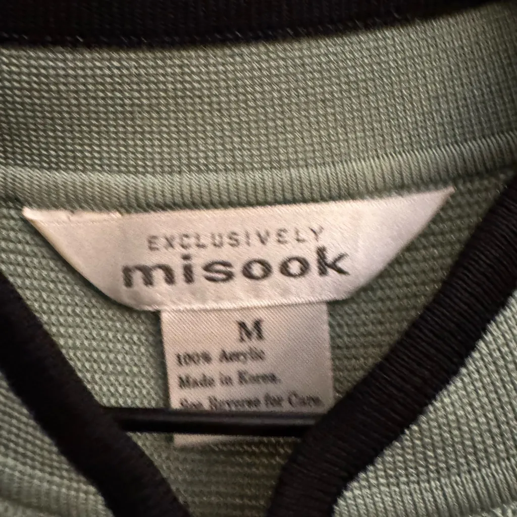 Vintage Exclusively Misook Size 2X Full Zip Acrylic Green Blue Cardigan - Image 11