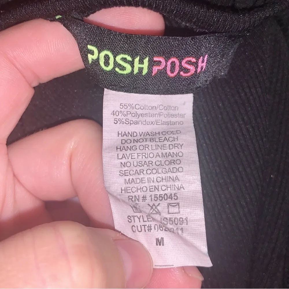 Posh Posh black Rock & Roll floral roses lace up crop top Size M - Image 7