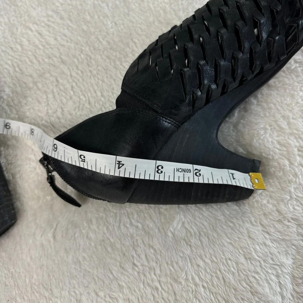 Franco Sarto Salito Bootie Womens Sz 8.5M Black Leather Cutout Back Zip Open Toe - Image 11