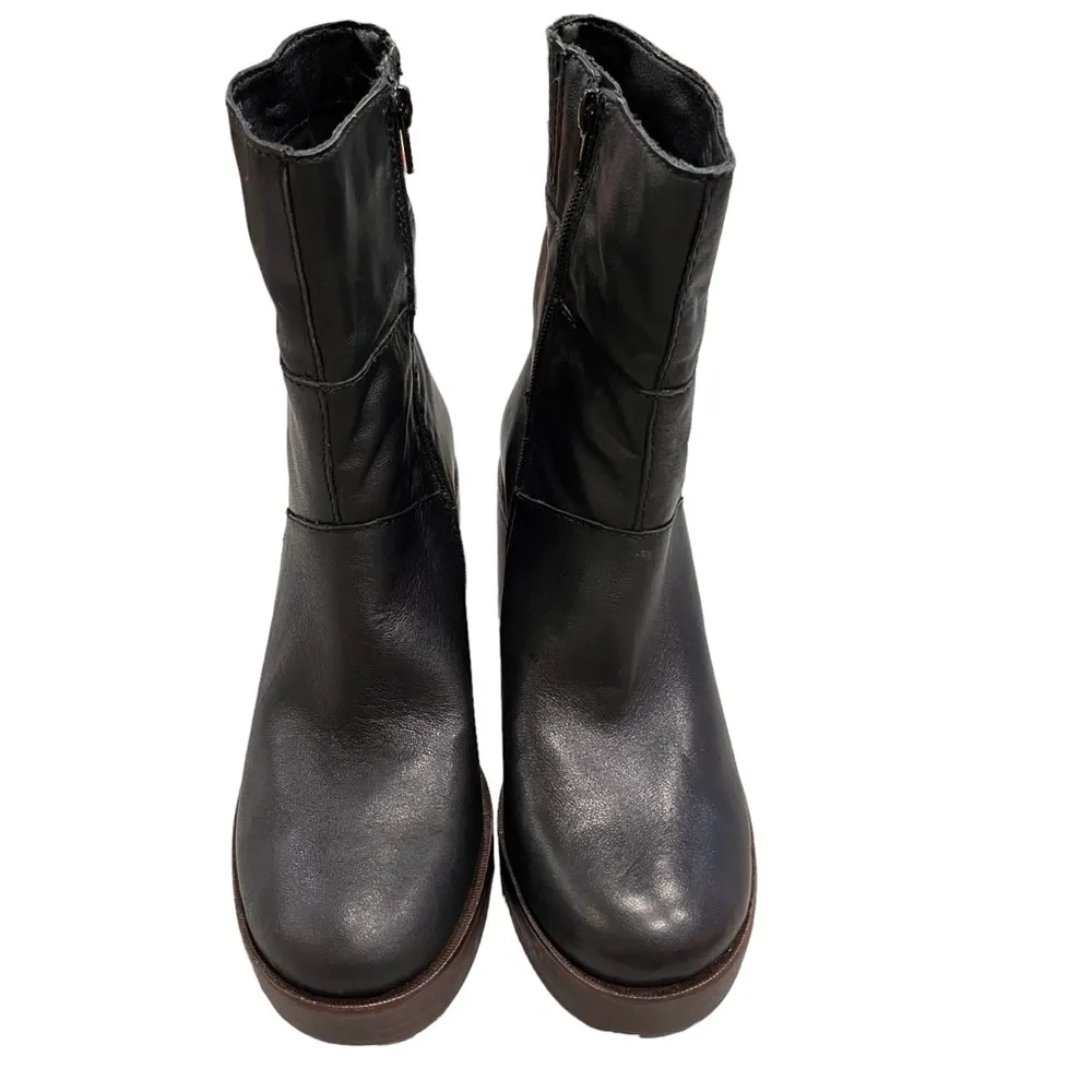 NEW Women’s Lucky Brand Omarey Black Leather Platform Boots size 9.5 - Image 3