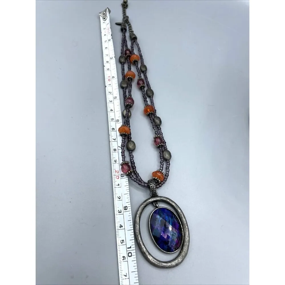 Laura Ashley‎ Necklace Beaded Chocker Metal Silver Colored Boho - Image 7