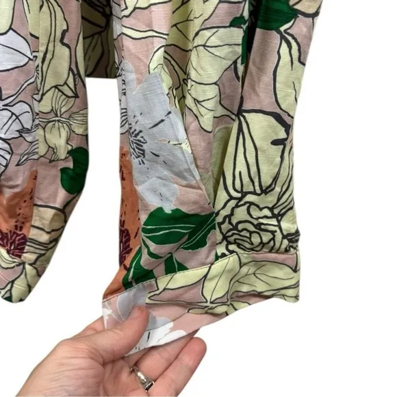 NWT Fate Floral Print‎ Open Back Jumpsuit Linen Womens Sz M Button Front Boho Yellow - Image 5