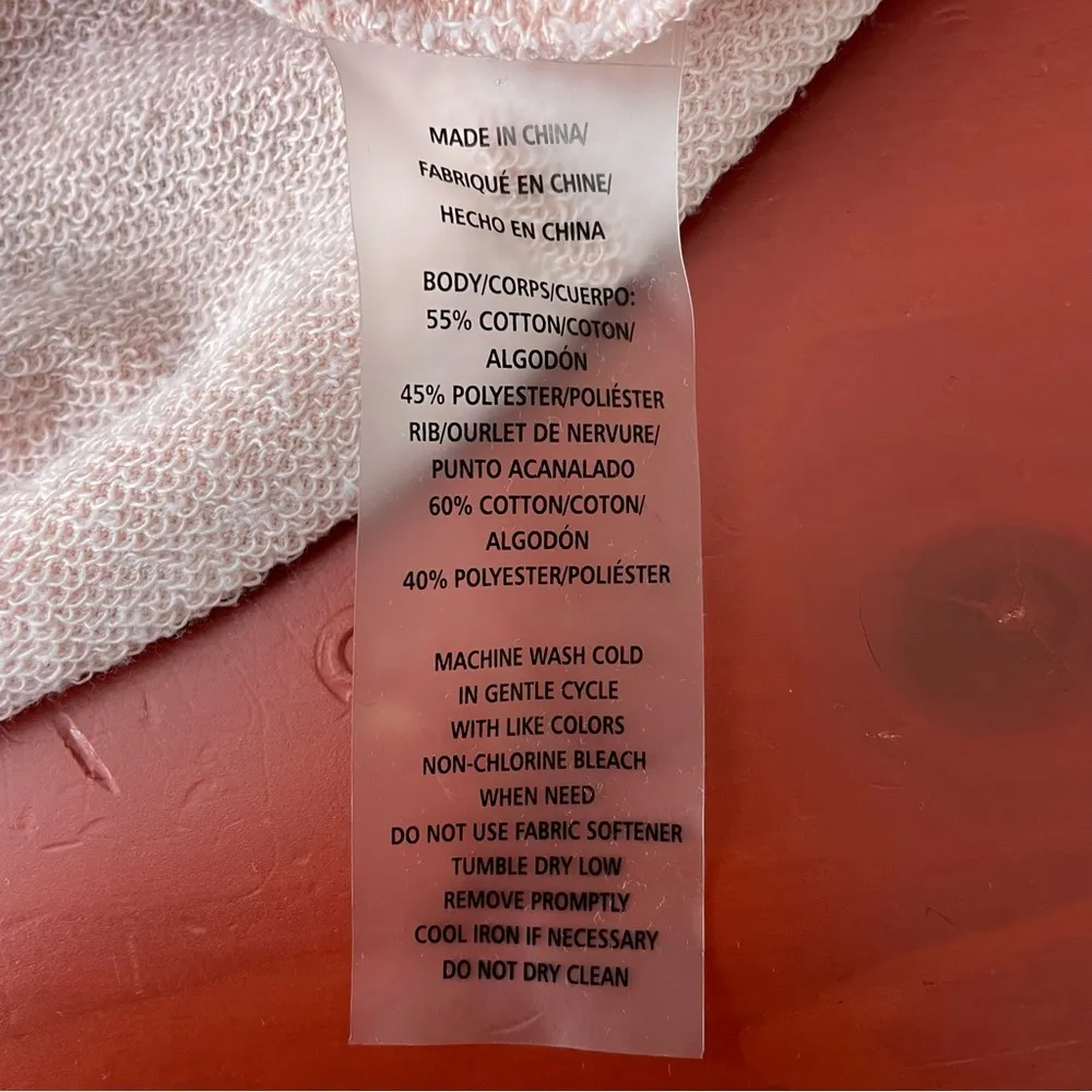 Betsey Johnson Performance Striped Roll Hem Wide Sleeve Peach colored Crop Top L - Image 8