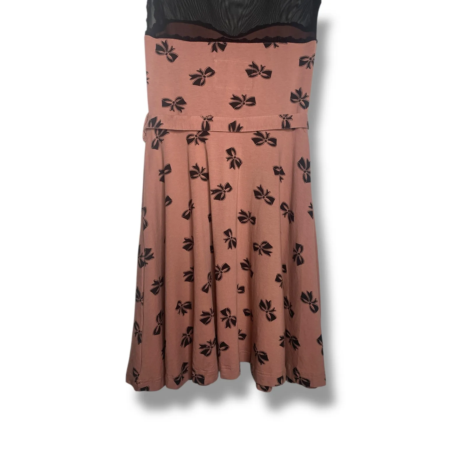 Effies Heart Fit Flare Jackie Dress Ribbon Print Bowtie Size Medium Pink - Image 6