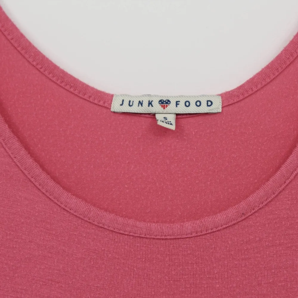 Junk Food Size Small Kiss Me Goodnight Jersey Sleep Shirt Tank Sleeveless Pink - Image 3