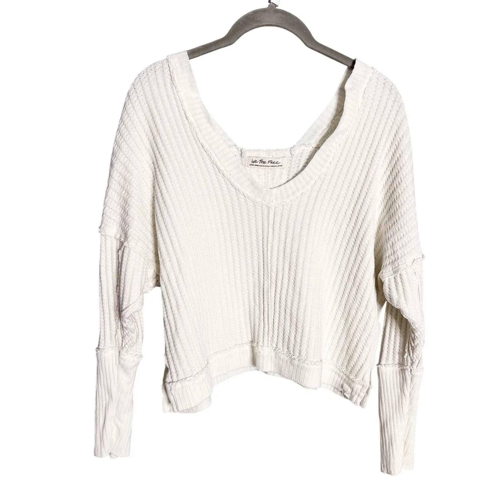 Free People New Magic Thermal Tee Size XS White Long Sleeve Top Sweater - Image 5