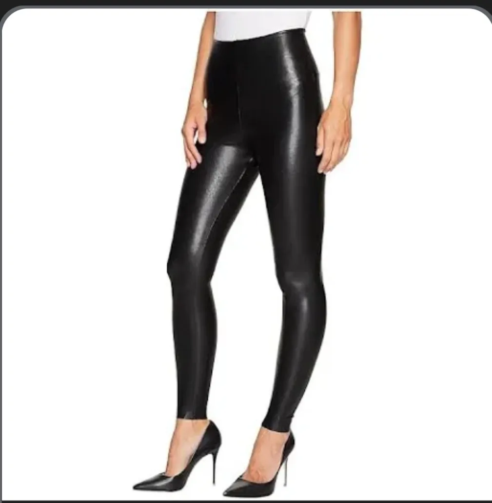 Commando Perfect Control Faux Leather Leggings Women's Size M Black High Rise l - Image 4