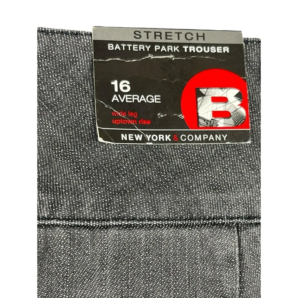 New York Co Battery Park Stretch Trouser Gray Wide Leg Uptown Rise 16 Denim NWT - Image 9
