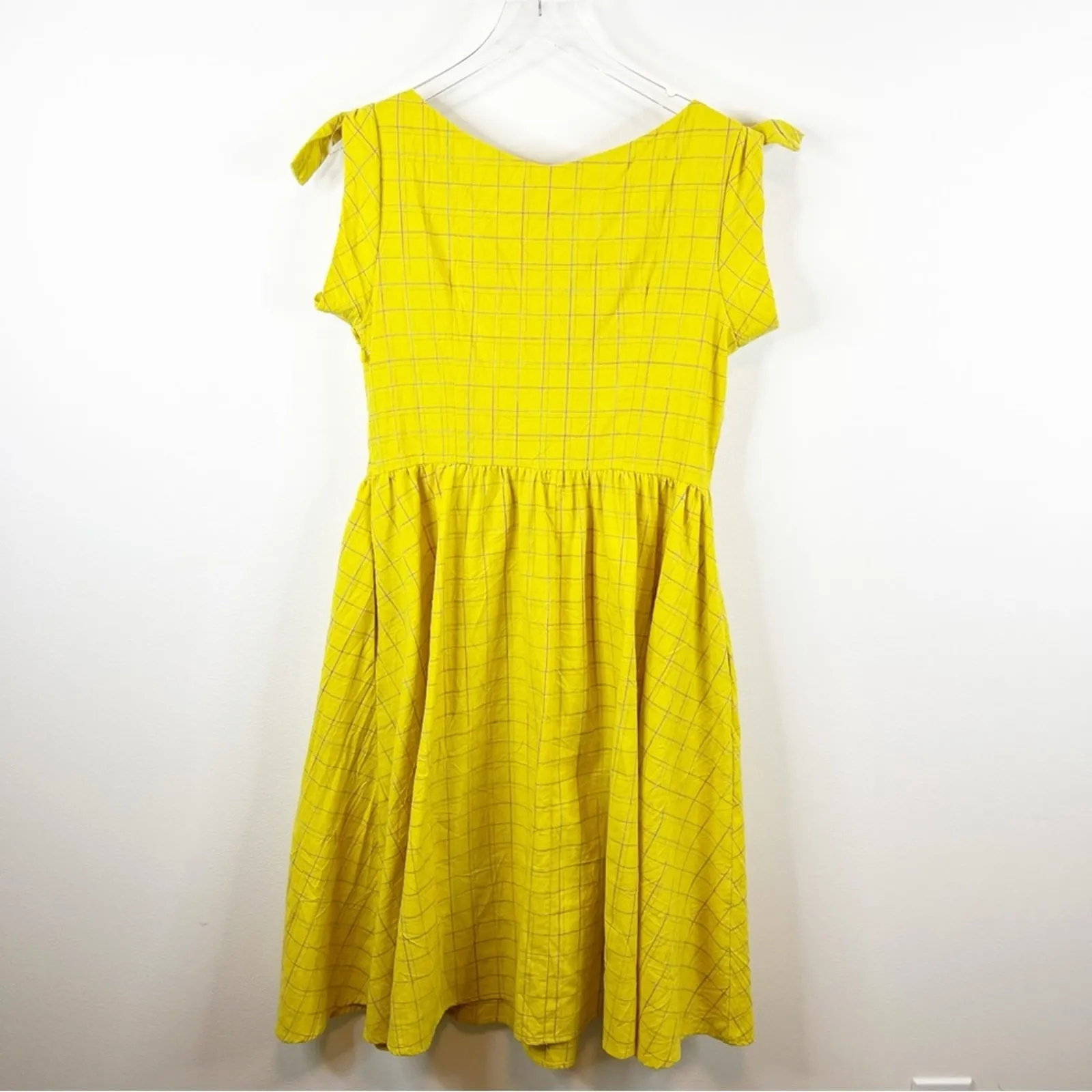 Saint‎ Geraldine Charisse Fit & Flare Plaid Midi Dress L Yellow Size L - Image 3