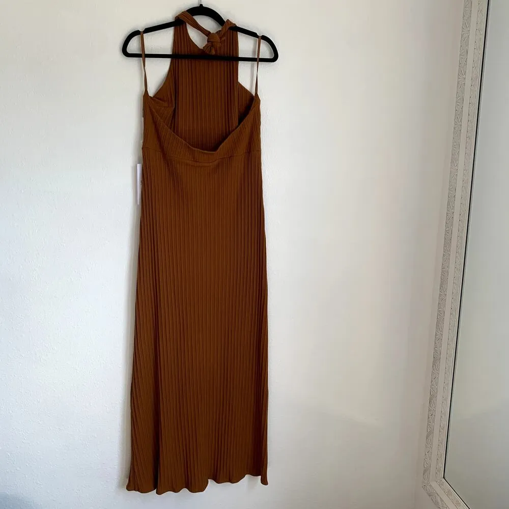 NWT Ronny Kobo Mora Textured Ribbed Maxi Dress in Whiskey Brown Size XL - Image 6