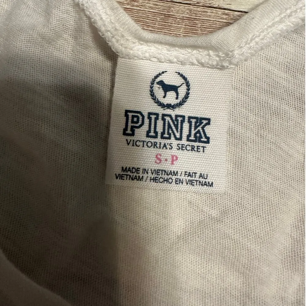 PINK Love Sequin Flag Tank Top Women's Size Small Flowy Patriotic July 4th USA White - Image 4