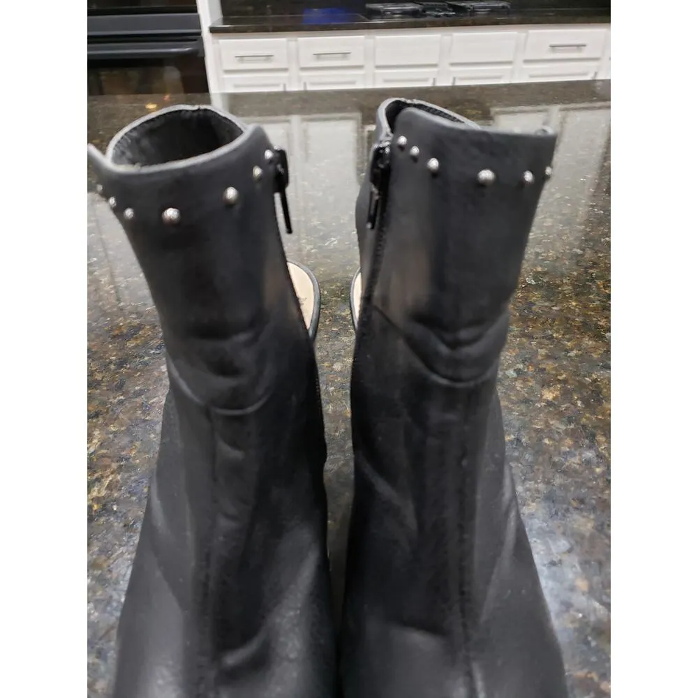 Penny Loves Kenny Ankle Boots Womens Size 7.5M Black Leather Studded Open Toe - Image 6
