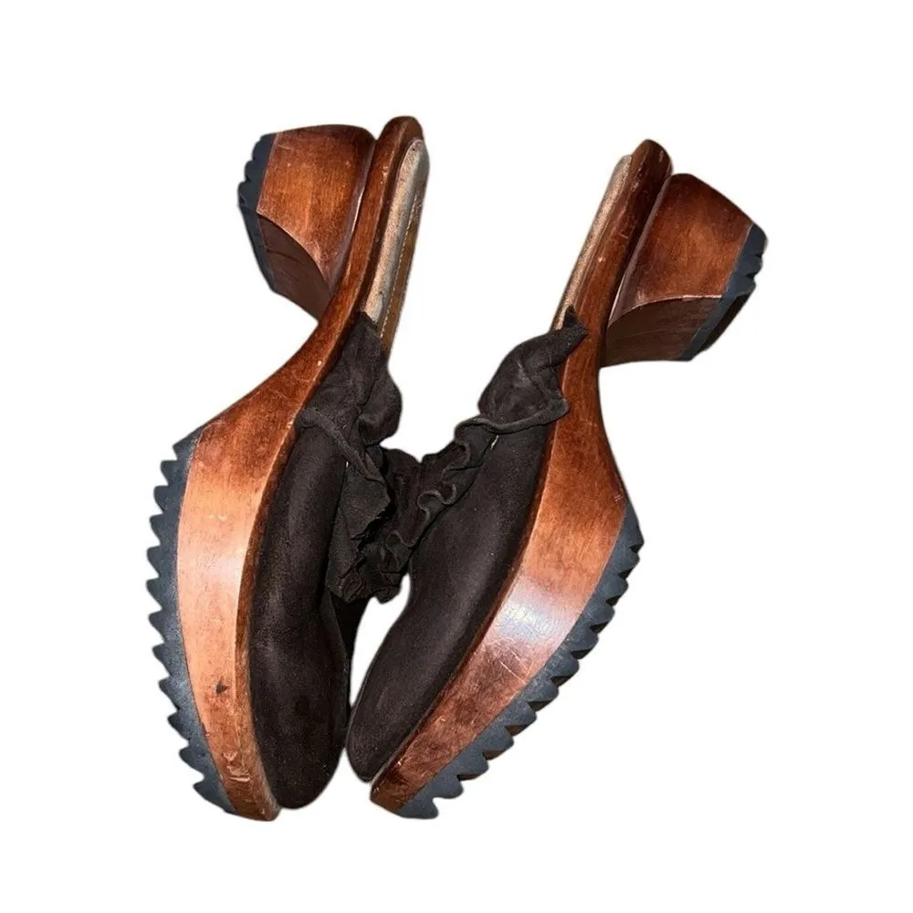 Jim Barnier Brown Suede Mules Size 6 - Image 4