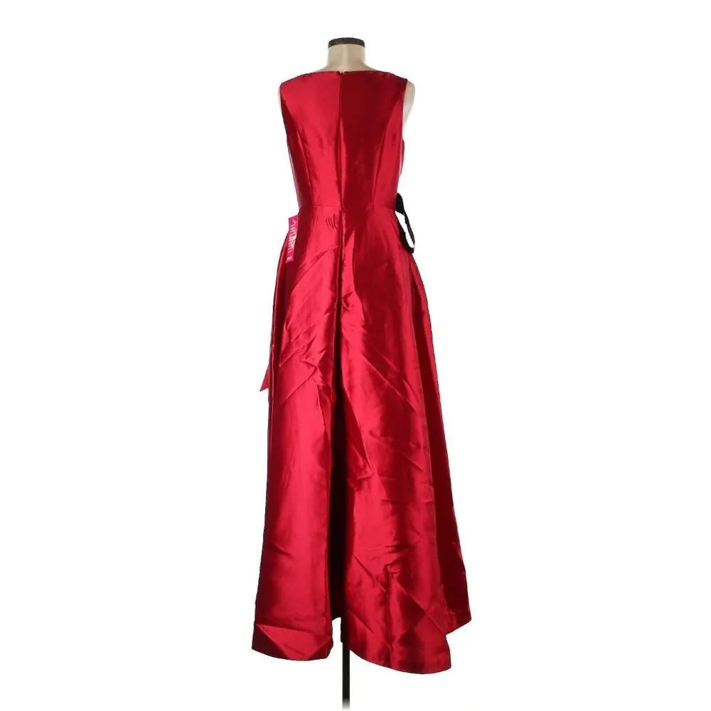 NWT Kay Unger Sophie in Red 3D Bow Sleeveless Mikado Walk Thru Jumpsuit 6 - Image 3