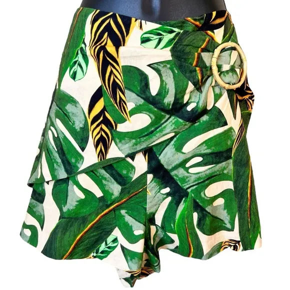 FARM Rio Tropical Leaves Linen-Blend Short - Image 2