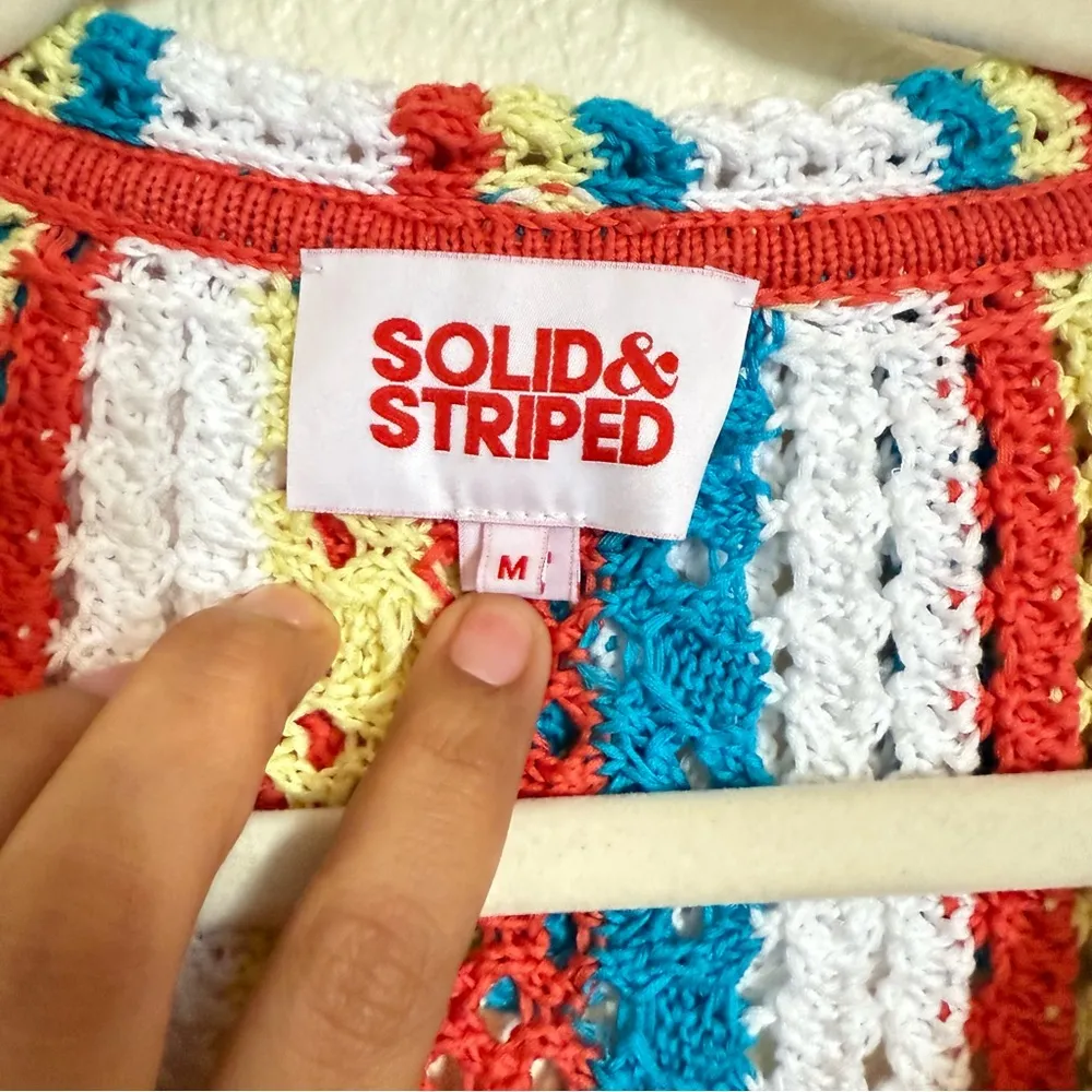 Solid & Striped The Lola Pullover Crochet Long Sleeved Split Cuffs - Image 8