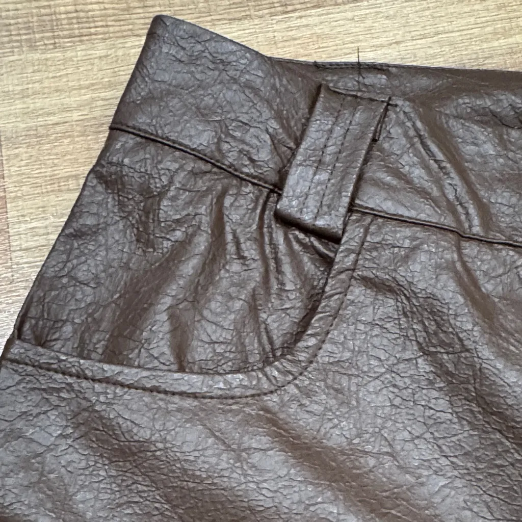 Wide Leg Brown Faux Leather pants Size M - Image 8