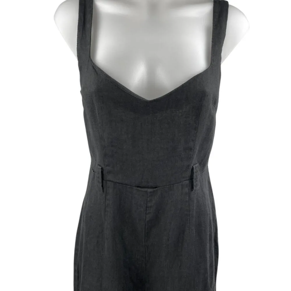 Reformation Womens Black Sleeveless V Neck Cami Tank Wide Leg Jumpsuit Size 4 - Image 3