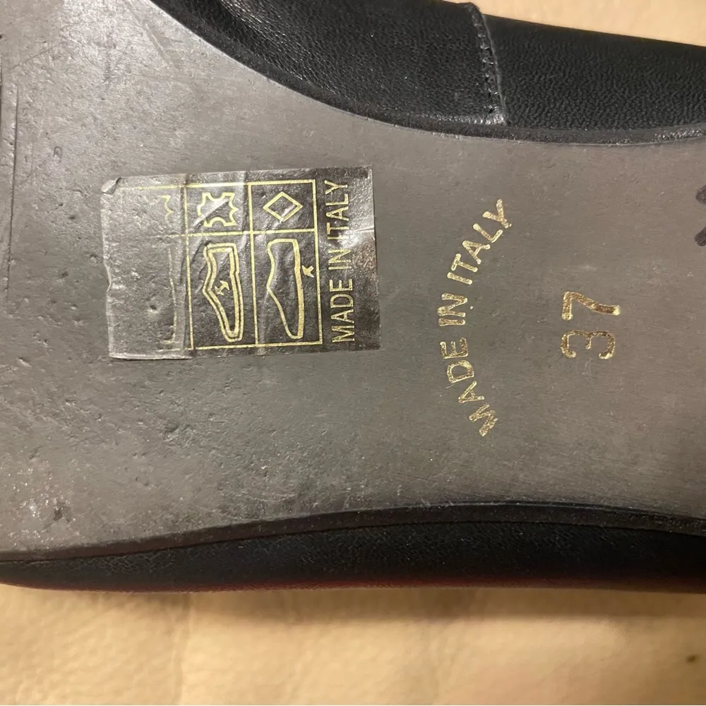 Barney’s New York Black Leather Pointy Toe Flats With Pearls - Image 8