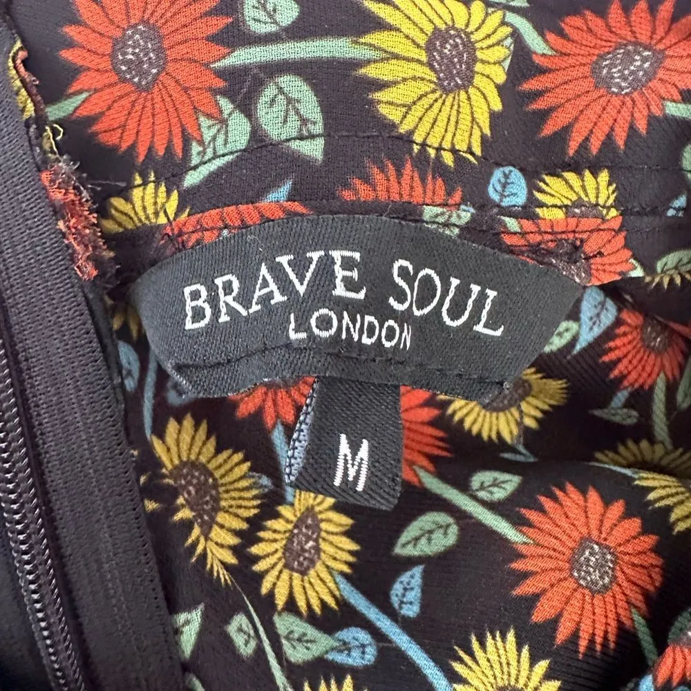 Brave Soul London Sunflower Floral High Neck Faux Wrap Blouse Fall Season M - Image 7