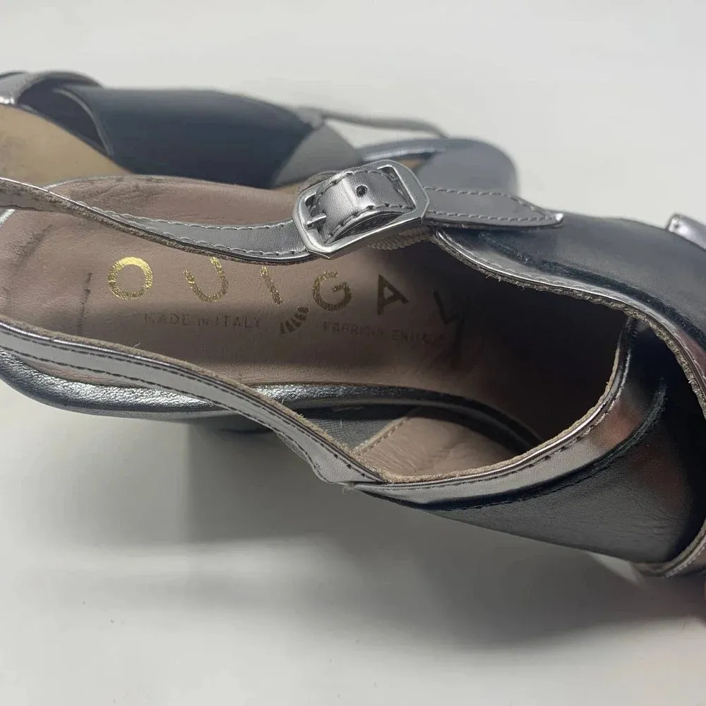Ouigal Metallic Slingback‎ Heels Black Silver Size 8.5 - Image 12