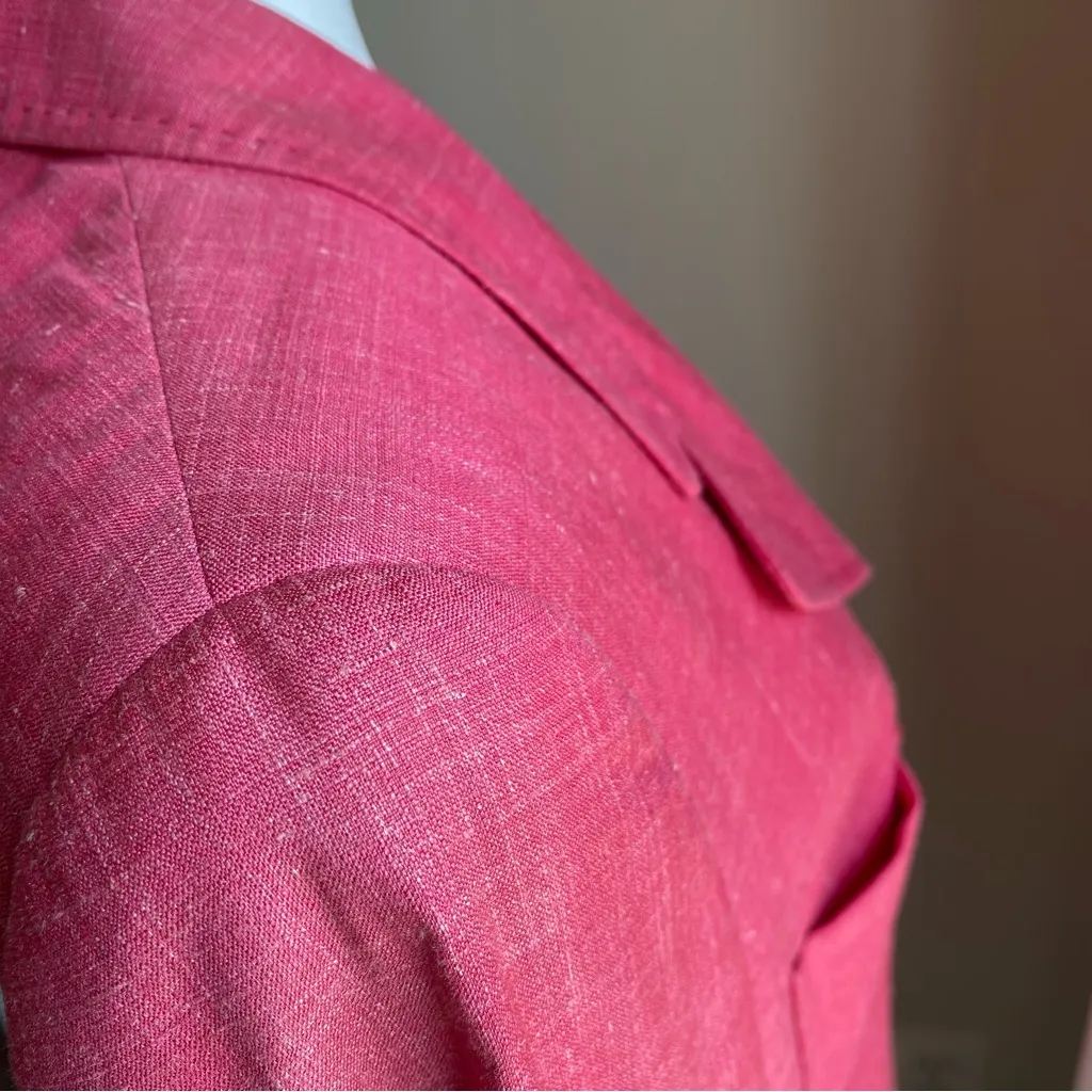 VTG Escada x Zegna Silk Linen Cropped Blazer with Flower Buttons Germany Made Pink Size 40 - Image 15