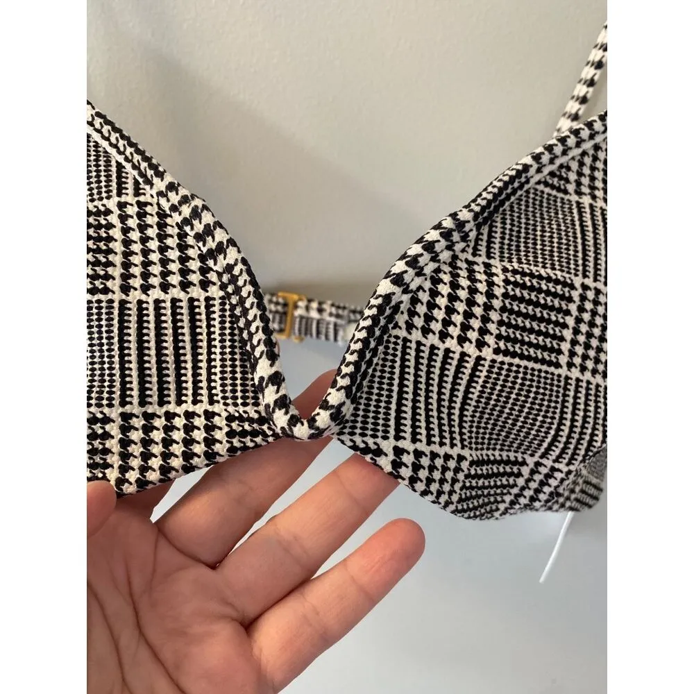 L*Space Printed Helena Bikini Top - Best I Ever Plaid size large black/white - Image 3