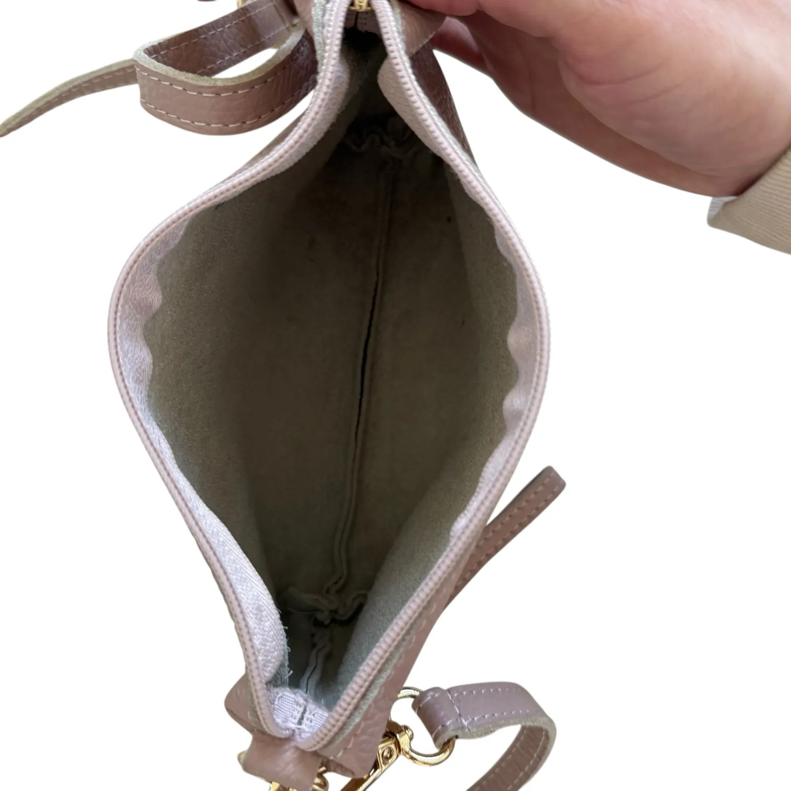 Genuine Leather Crossbody Bag & Top Handle Bag Set Made in Italy Rose Pink - Image 9