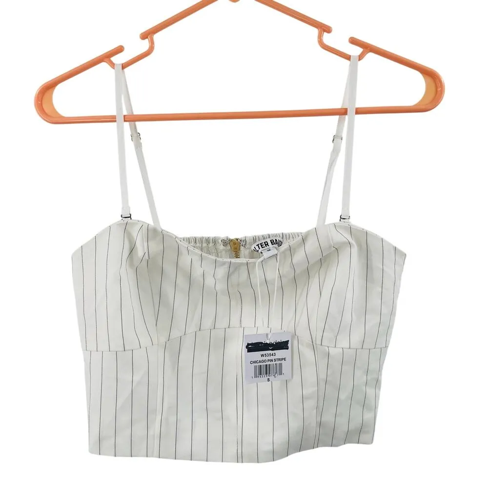 WALTER BAKER Tank Size Small Crop Chicago Pin Stripe NWT White Designer Luxury - Image 2