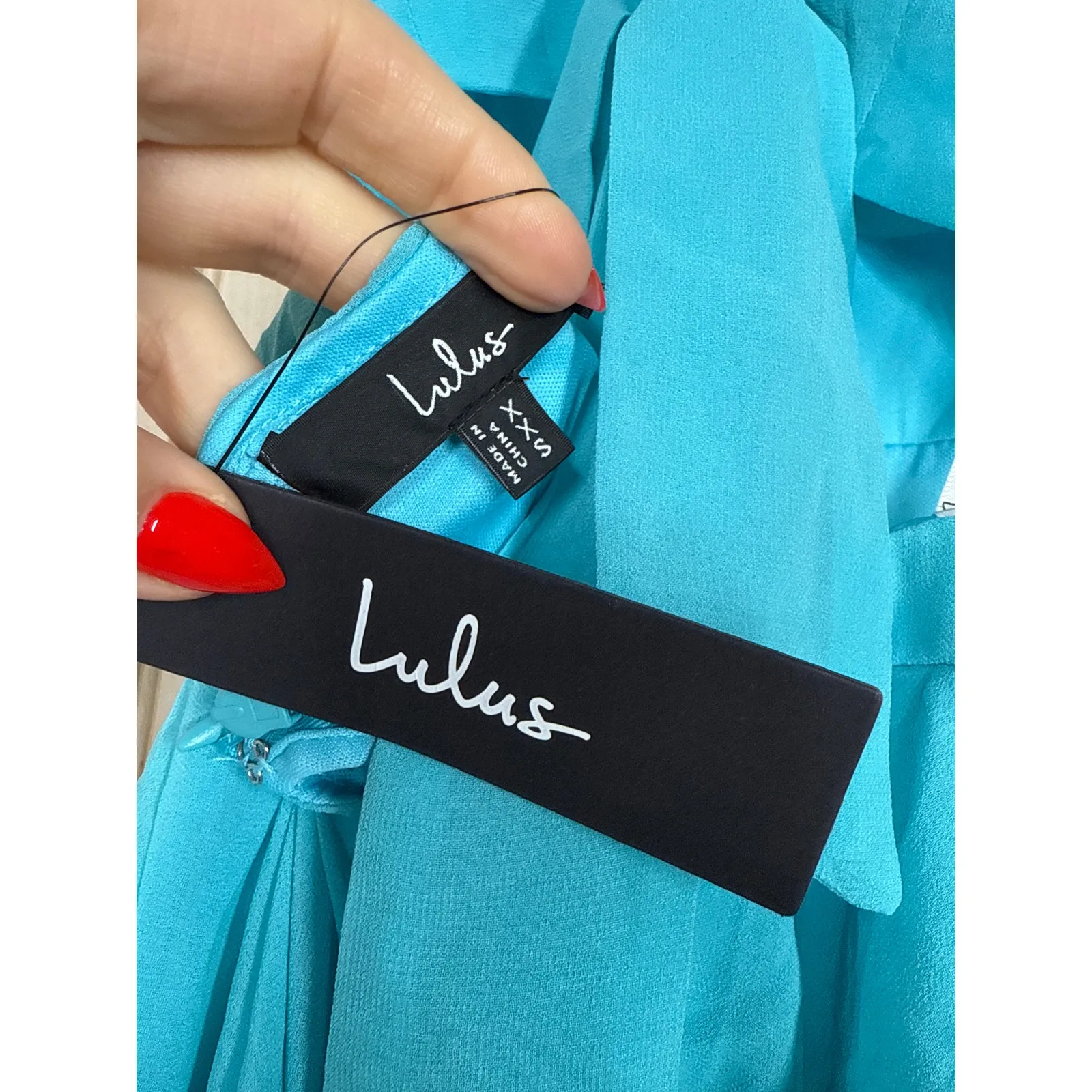 NWT Lulus Tier and Now Blue Tie-Back Tiered Maxi Dress Dance Gala Wedding Sz XXS - Image 6