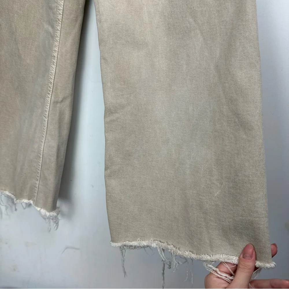 Zara Marine Straight Wide Leg Jeans Sz 0 Tan Beige High Rise Stretch - Image 9
