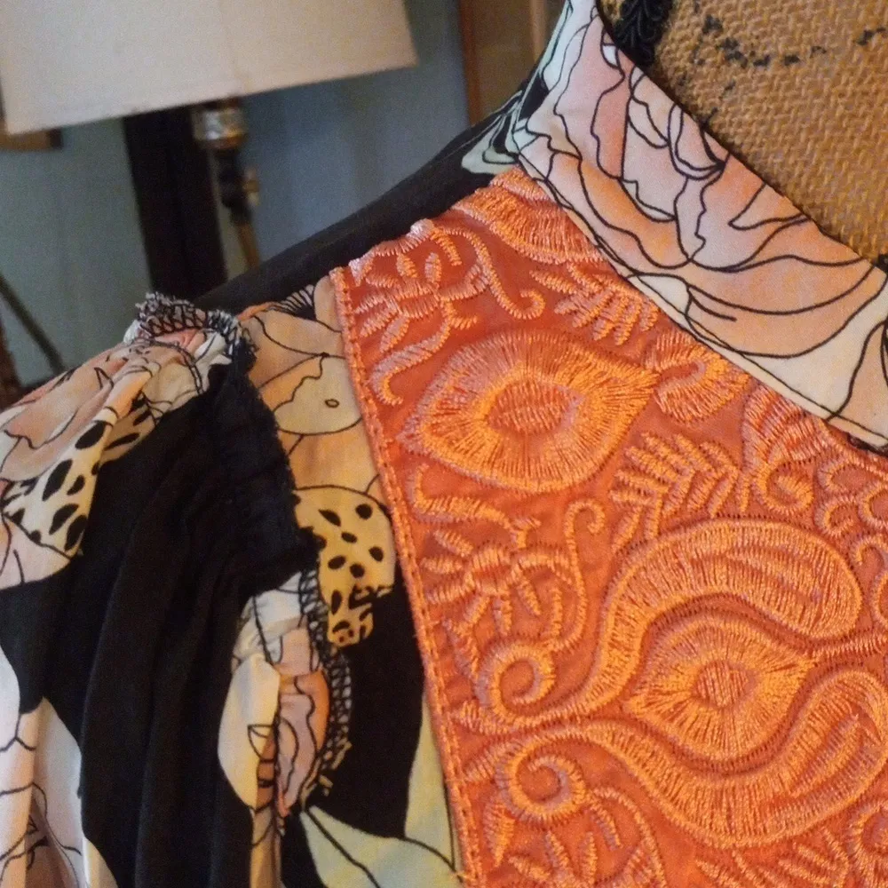 Jaase Pink and Black Floral Print Embroidered Open Front Kimono Top NWT - Image 4