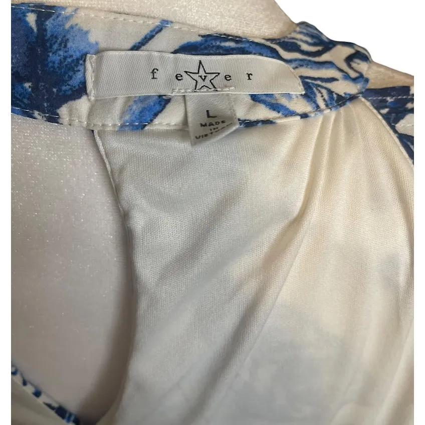 Fever Blue White Floral Halter Sleeveless Blouse - Image 6