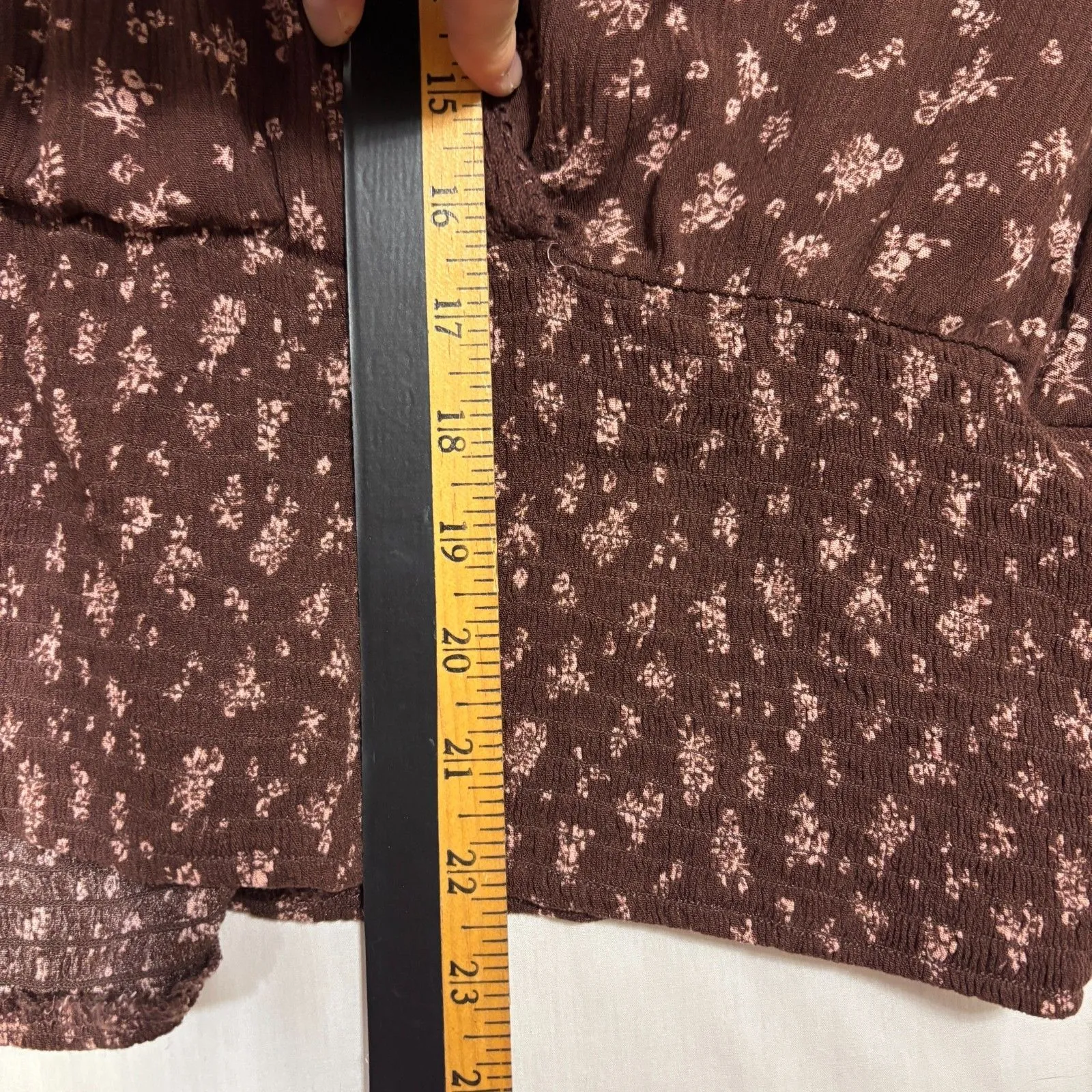 Maurices Floral Smocked Bottom Top Womens Plus Sz XXL Brown Boho Cottage Retro - Image 5