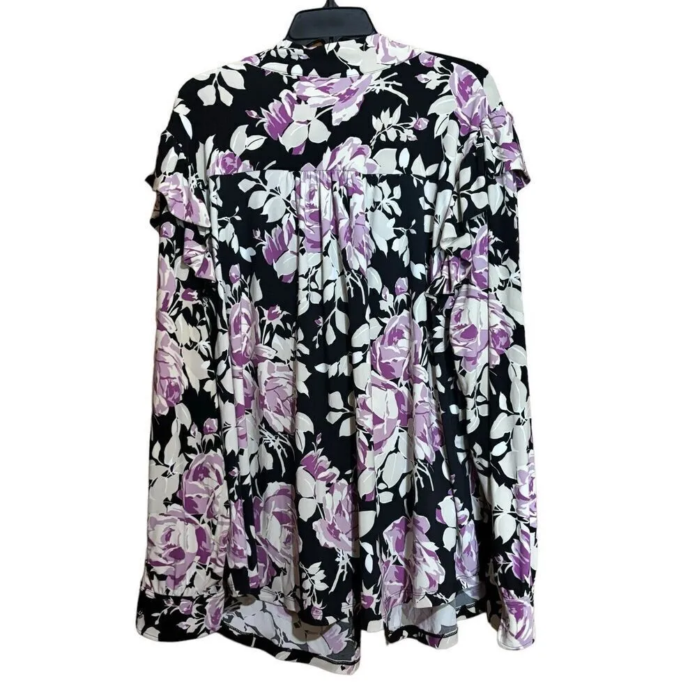 Lauren Ralph Lauren Top Womens 3X Multicolor Floral Print Stretch Ruffle Blouse - Image 5