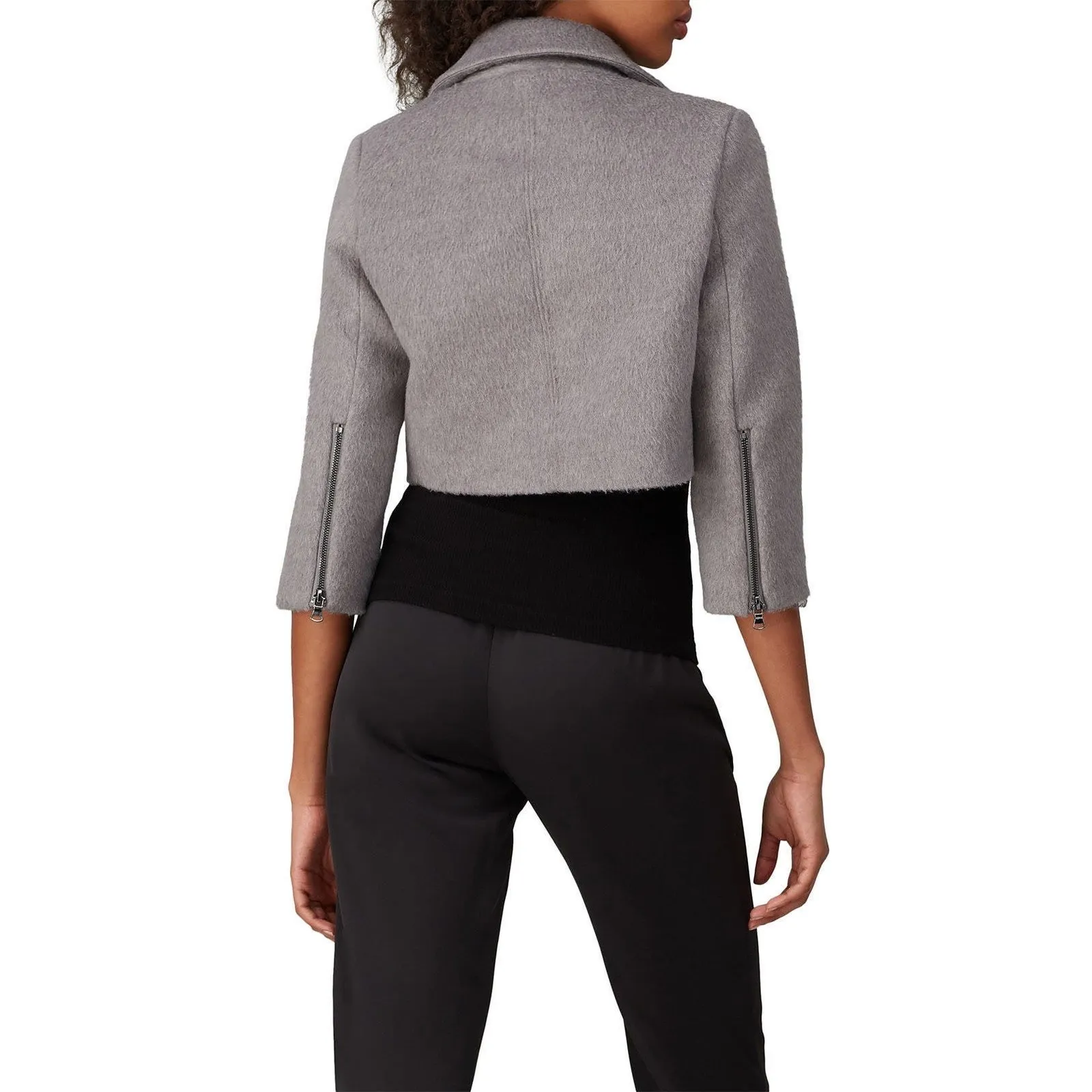 Toccin Grey Cropped‎ Moto Jacket Size Small Gray - Image 3