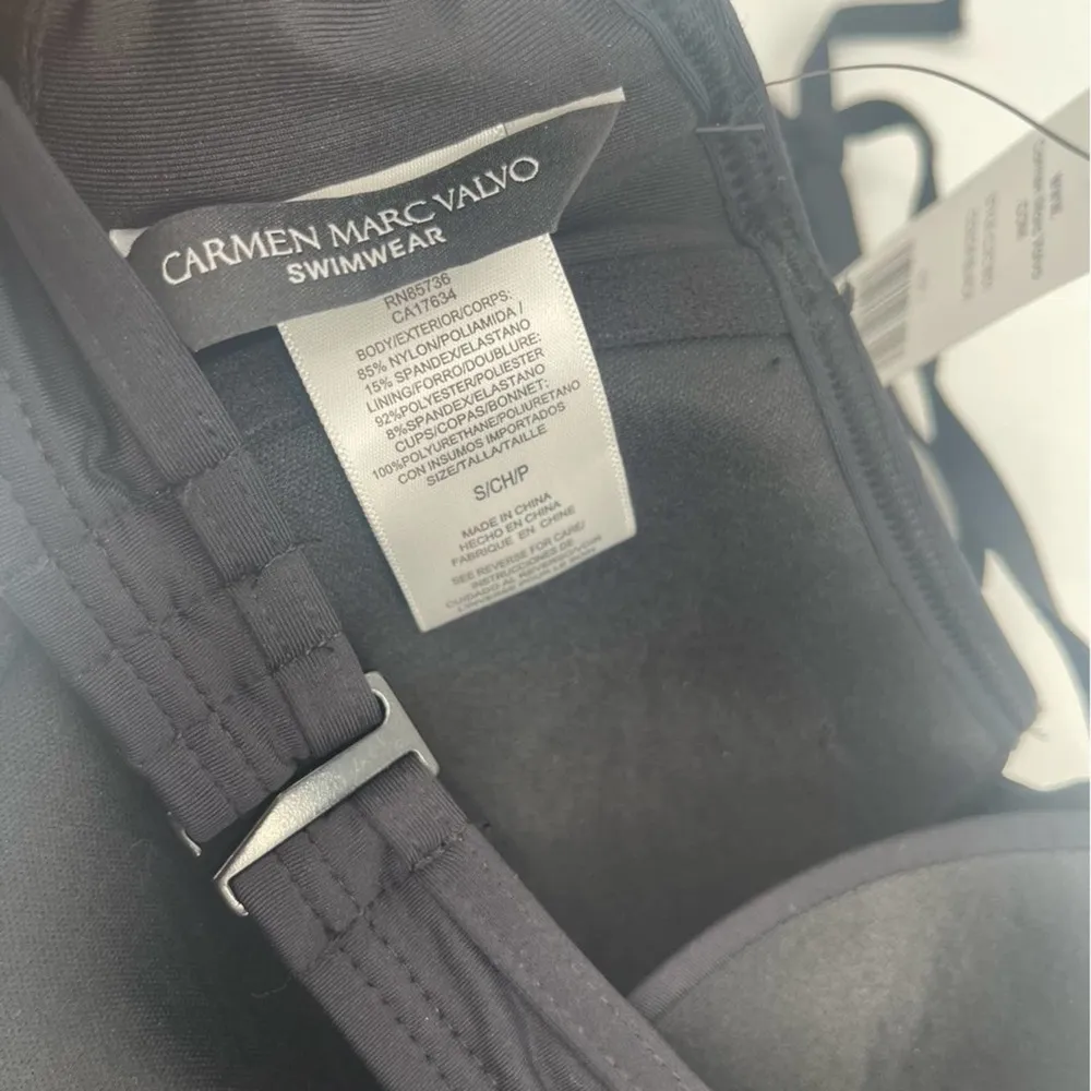 CARMEN MARC VALVO Bikini Top Small Swim Beach Black Wrap Twist Beach Resort NWT - Image 12