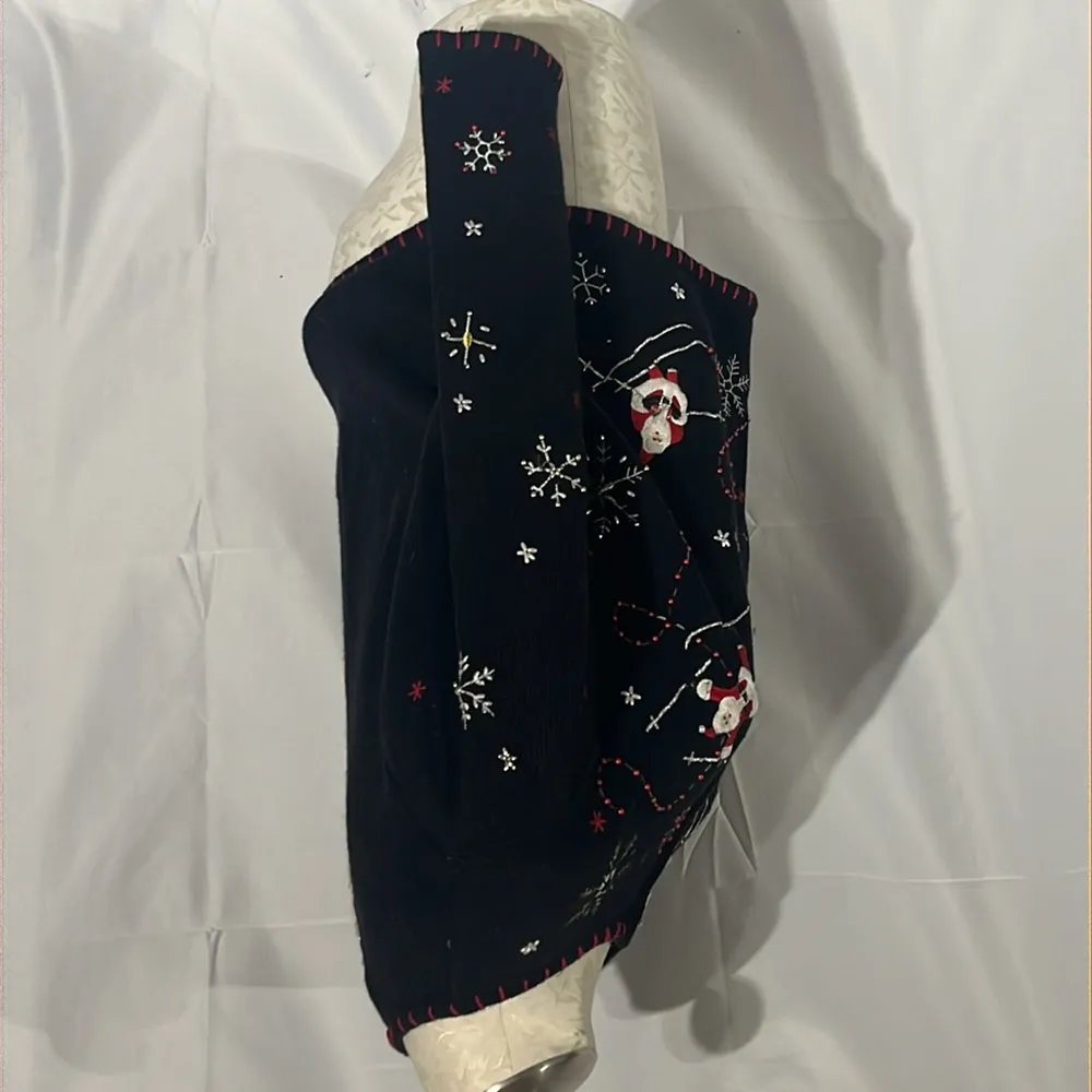 Designers originals studio women’s Christmas full zip up sweater size large. Black - Image 4