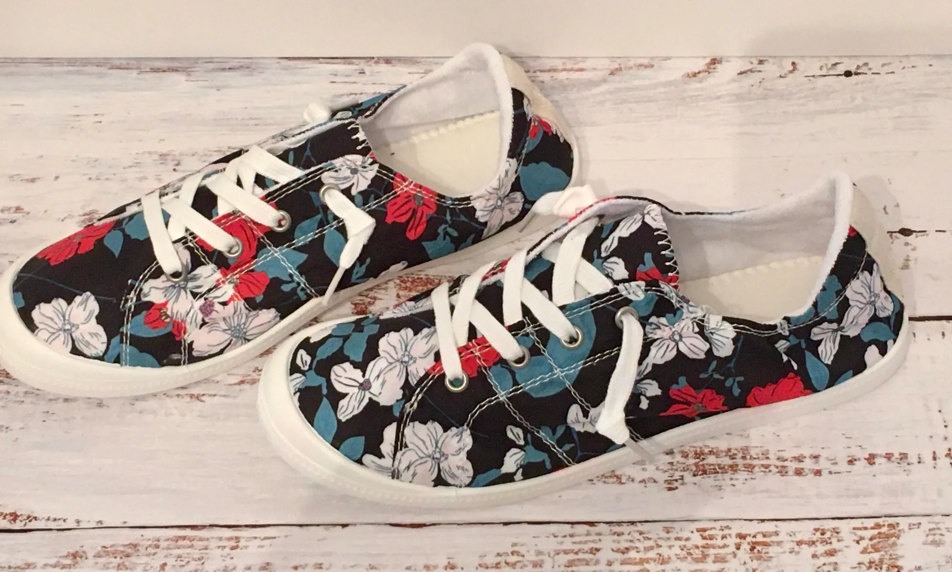 Floral Canvas Sneakers, Size 8 Multi - Image 2