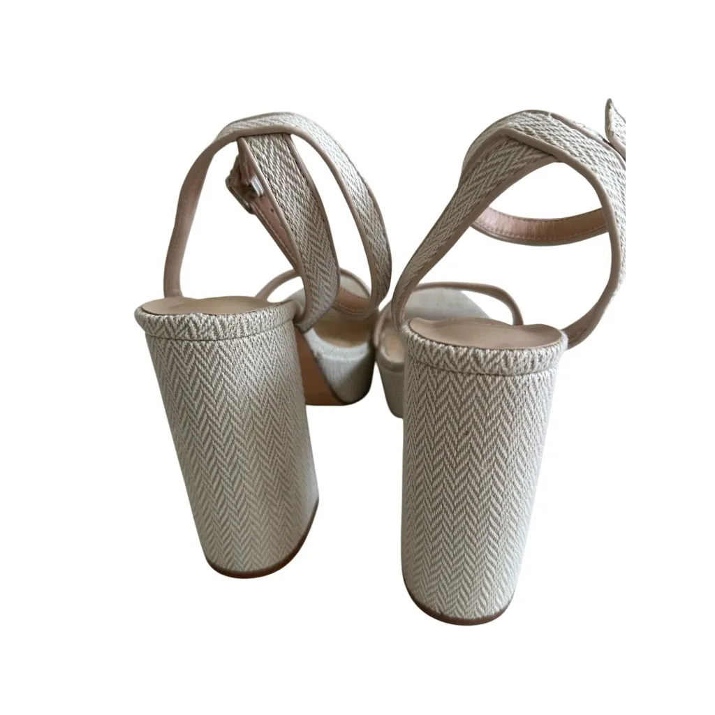 SCOOP Herringbone Cream Platform Sandals Heels Size 8.5 - Image 7