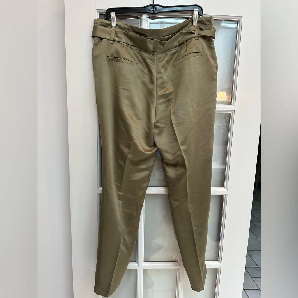 Escada Sport Olive Green Khaki Chic Belted Pants Women’s Size 42 US Size 12 - Image 6