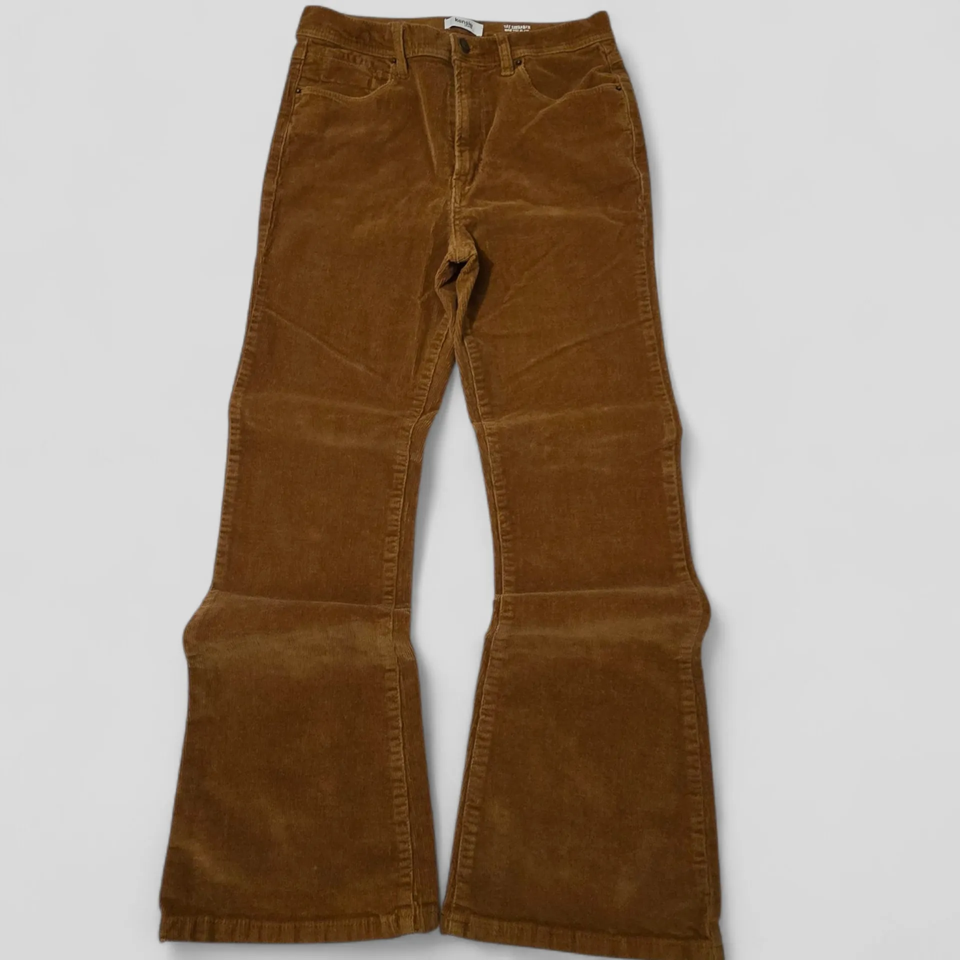 Kensie Savannah Cognac Corduroy High Rise Flare Jeans 8/29 Retro Forest Fall Tan - Image 2